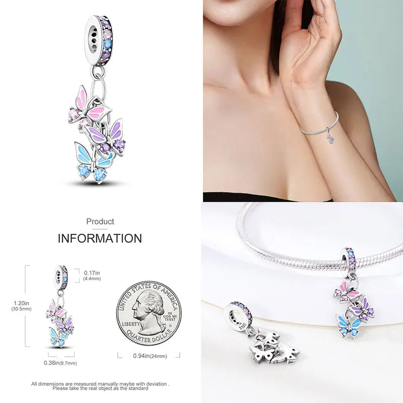 Elegant Sterling Silver Purple Flower Beads for DIY Jewelry and Charm Bracelets
