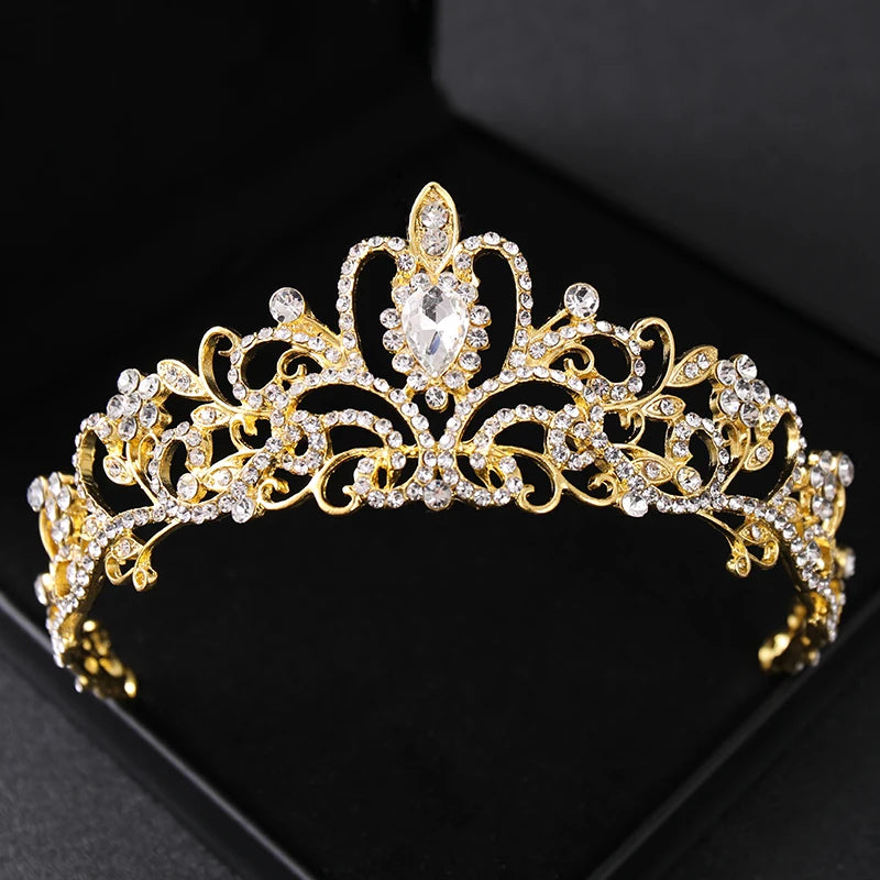 Gold Crystal Bridal Tiara - Top-Rated Rhinestone Headband for Weddings Gold 12