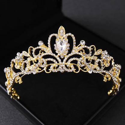 Gold Crystal Bridal Tiara - Top-Rated Rhinestone Headband for Weddings Gold 12