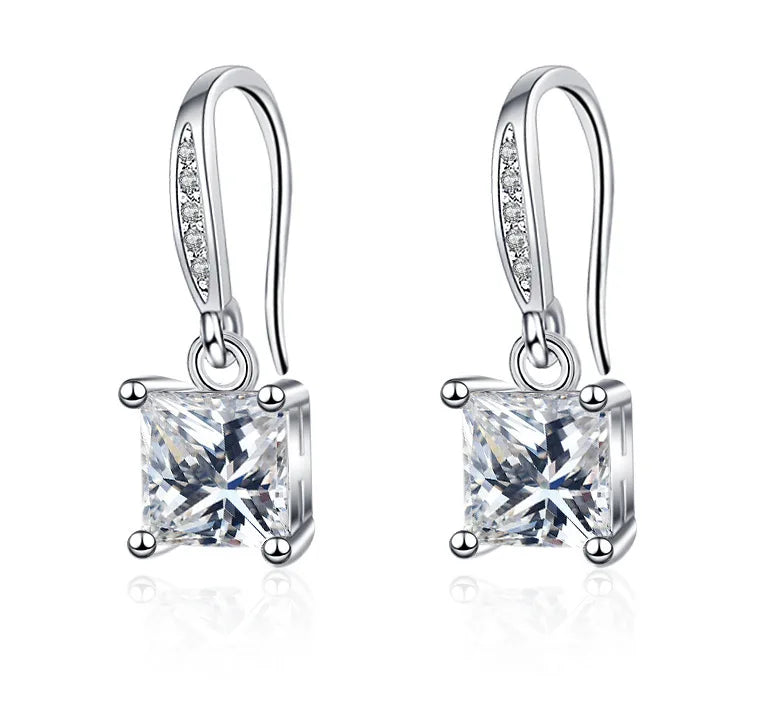 Sterling Silver CZ Crystal Plant Stud Earrings for Women and Teens