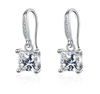 Sterling Silver CZ Crystal Plant Stud Earrings for Women and Teens