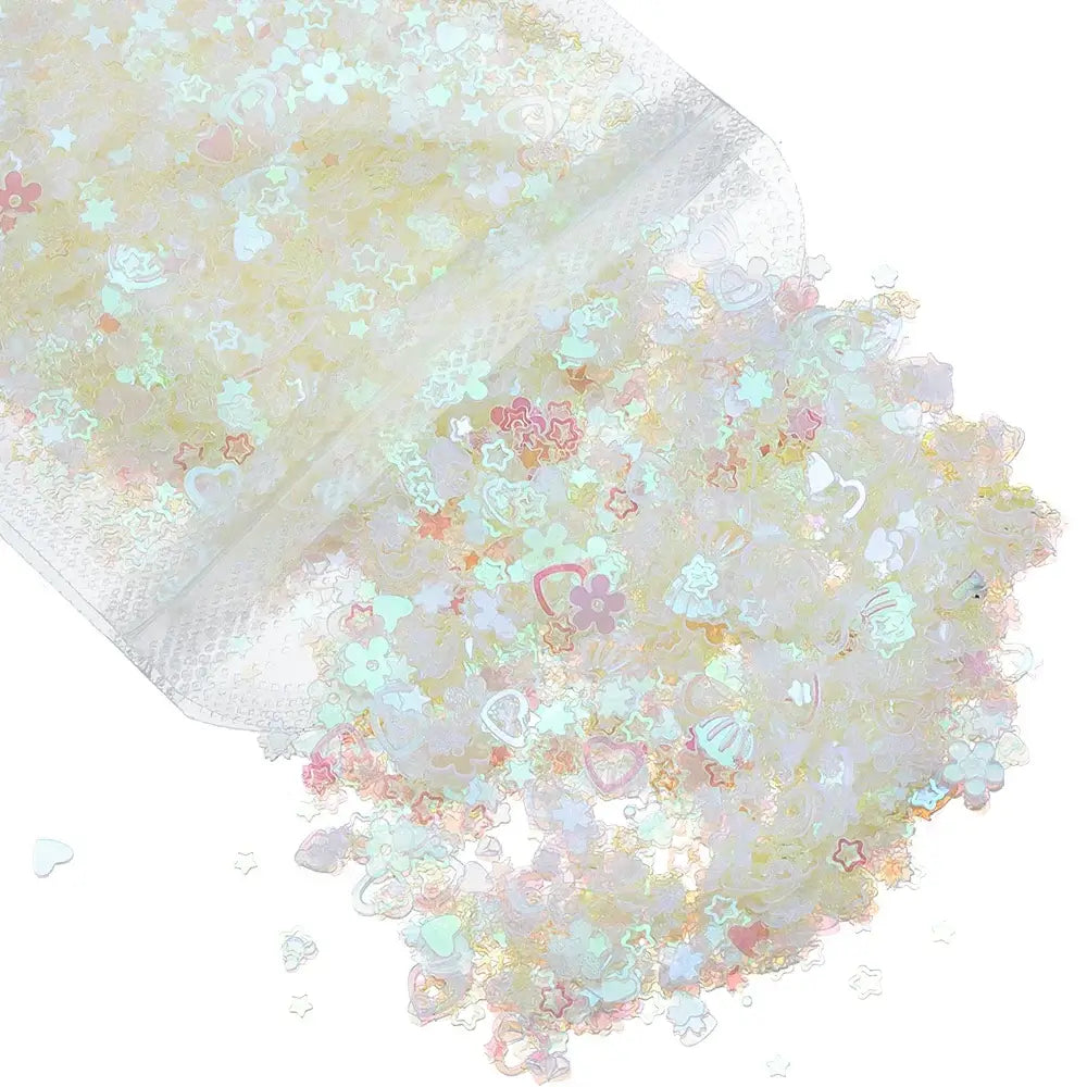 20 Gram 3 to 6 Millimeter Mixed Glitter Sequins Epoxy Resin Filler Material Beige
