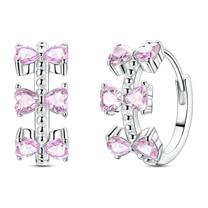 925 Sterling Silver Tulip Hoop Earrings with Dragonfly Firefly Bow Shell Conch and Turtle Designs Fine Jewelry Gifts for Women