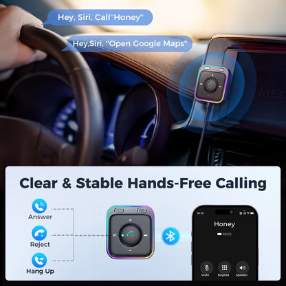 Joyroom Bluetooth 5.4 Car Adapter with Dual ENC Noise Cancellation Mics 3.5mm AUX Wireless Audio Receiver