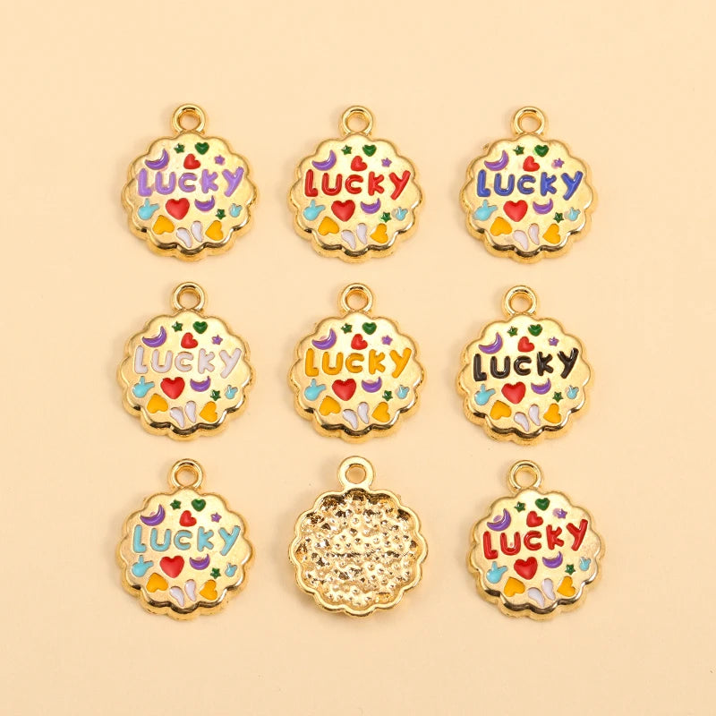 Gold-Plated Enamel Letter Charms Set for DIY Jewelry and Accessories