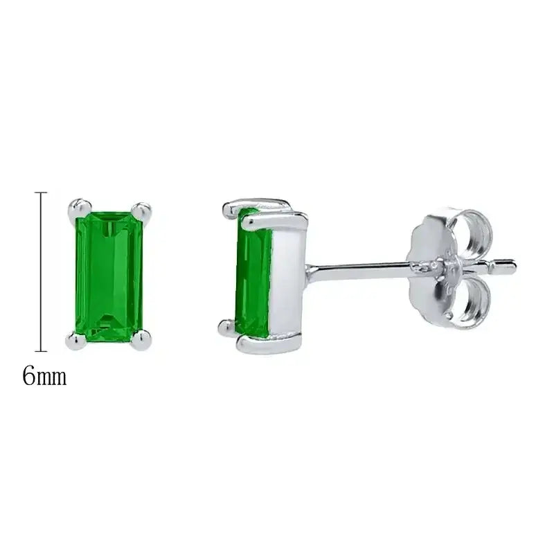925 Sterling Silver Tiny Stud Earrings Colorful Crystal Luxury Jewelry LN0175-6