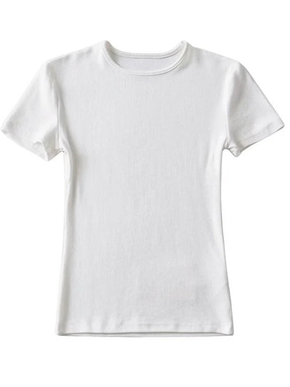 Slim Cotton Blend Cropped Tee For Women O Neck Summer