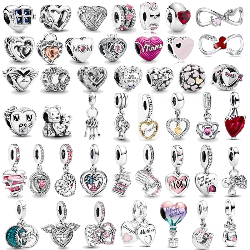 Romantic Heart Bead Pendant Set for Charm Bracelets and Necklaces Thanksgiving Jewelry Gift for Women