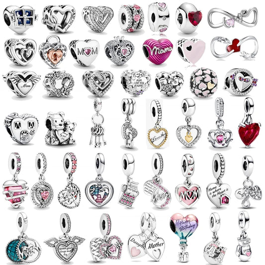 Romantic Heart Bead Pendant Set for Charm Bracelets and Necklaces Thanksgiving Jewelry Gift for Women