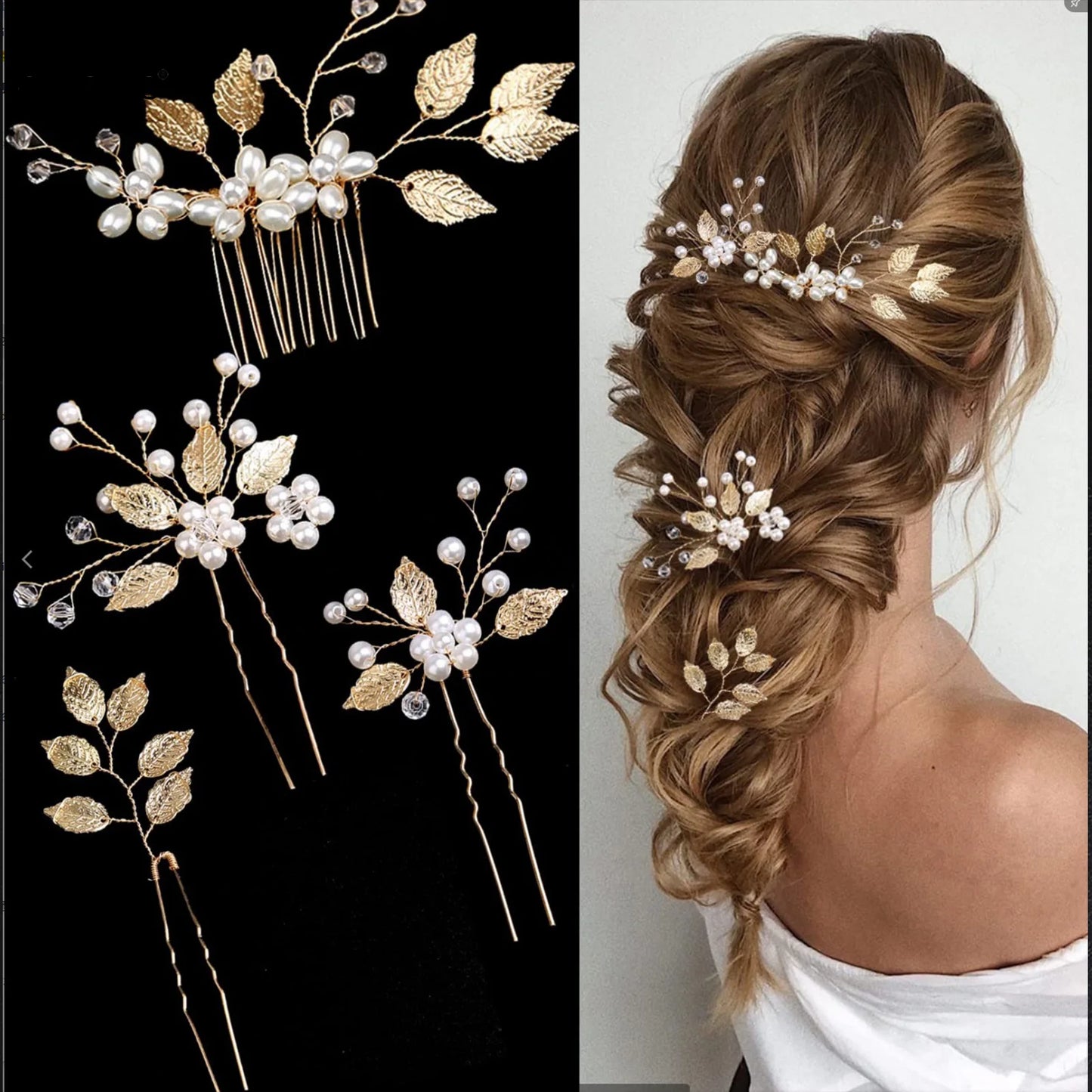 Elegant Pearl Flower Wedding Hairpin Comb Set for Brides