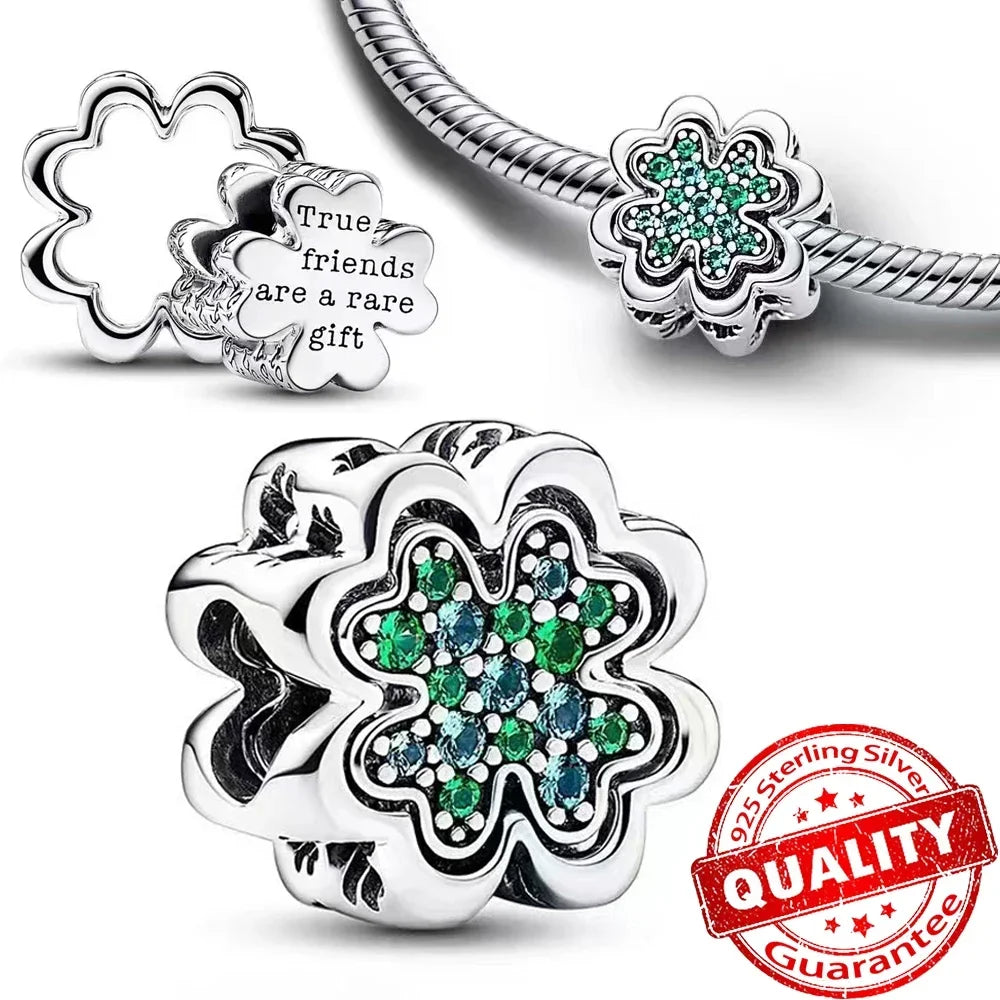 Green Monstera Leaf Charm 925 Sterling Silver Dangle Bracelet Jewelry for Women FCC273