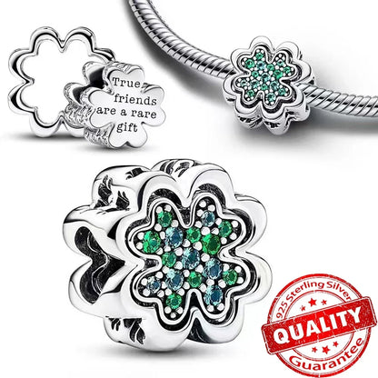 Green Monstera Leaf Charm 925 Sterling Silver Dangle Bracelet Jewelry for Women FCC273
