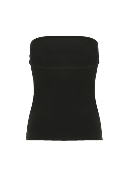 Gothic Print Black Strapless Cropped Tube Top Women