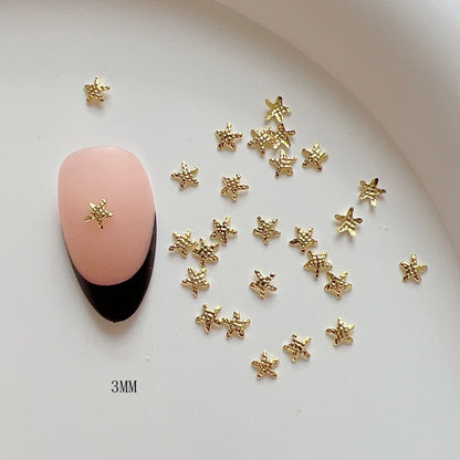Nail Angel 3D Metal Mini Star Heart Square Bow Charm Set