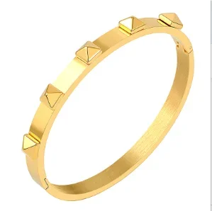 Jovolove Elegant Stainless Steel Waterproof Bangle for Women - Fashionable Gemstone Design