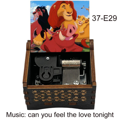 Lion King Wooden Music Box with Can You Feel the Love Tonight Melody for Kids Birthday Party Gift