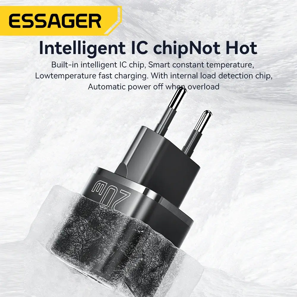 Essager 20W GaN PD USB C Charger Fast Charge for iPhone