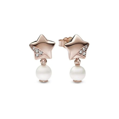 Spring Blue Flower Stud Earrings 925 Sterling Silver Zircon Jewelry for Women P1400