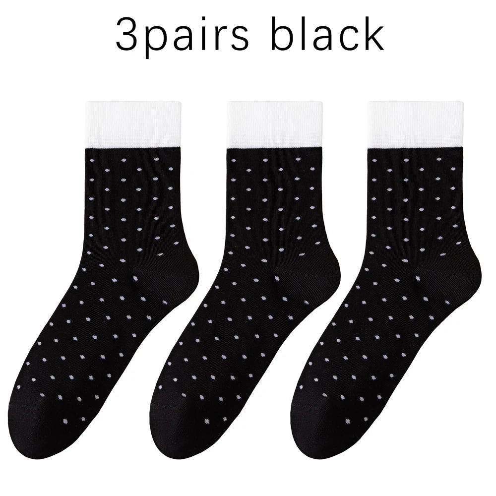 3 Pairs Women Airy Polka Dot Socks Odor Free Stretch