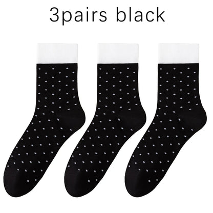 3 Pairs Women Airy Polka Dot Socks Odor Free Stretch