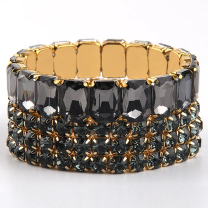 RH Fashion Bohemia Colorful Glass Crystal Beaded Stack Bracelets Set for Women
