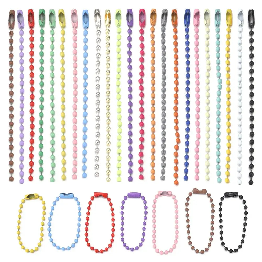 100Pcs Lot 10Cm Iron Colorful Ball Bead Chain for DIY Jewelry Making mixed