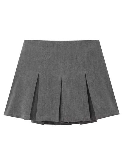 Women Tiered Mini Skirt High Waist Pleated Ruffles Vintage