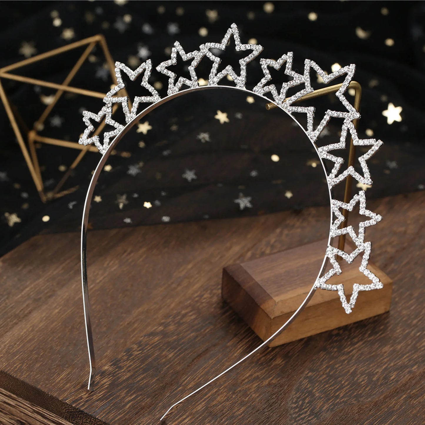Wedding Crown Hair Jewelry - Double Layer Crystal Star Headpiece with Rhinestones Style 8
