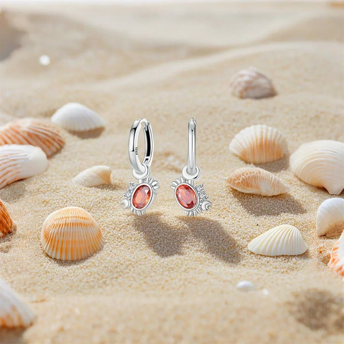 925 Sterling Silver Luxury Heart Sun Moon Stud Earrings Bow Butterfly Crab Clip Set for Women Party Jewelry Gifts