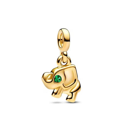 2025 Hot Selling 925 Silver ME Series Golden Tooth Elephant Pendant for European Original ME Bracelet DIY Charm Jewelry