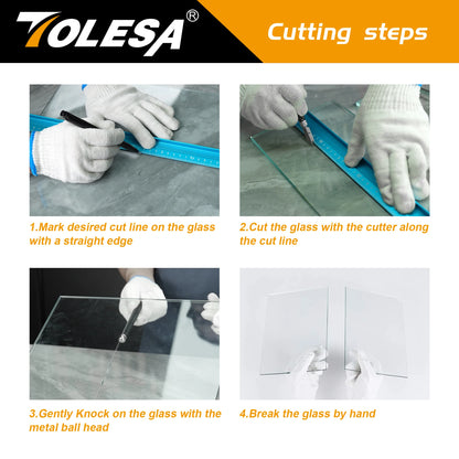 TOLESA Premium Glass Cutter Kit with Automatic Oil Feed - Perfect for Mirrors, Tiles & Mosaics