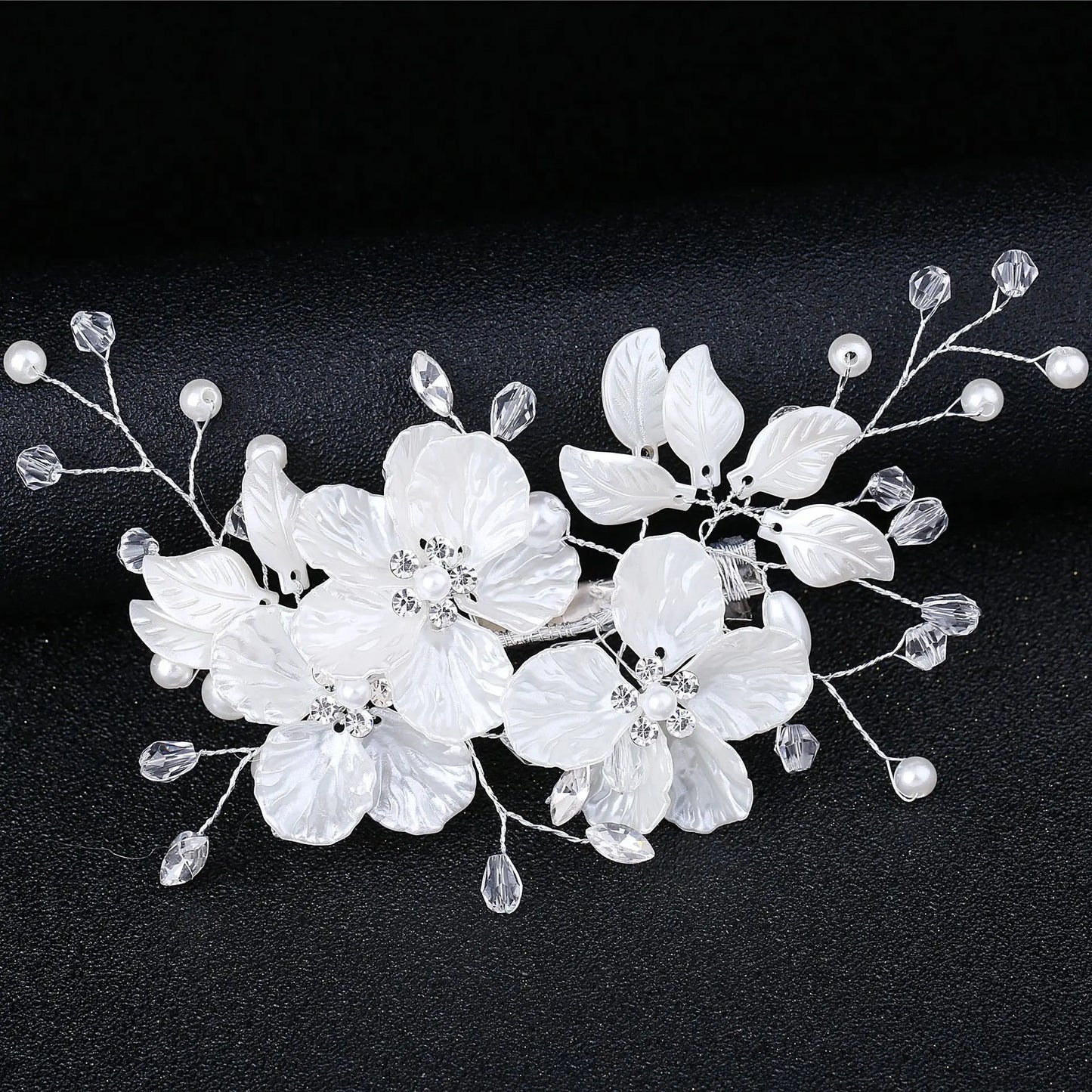 Elegant Bridal Pearl Hairpins Gold Metal Flower Hair Accessories for Women and Girls