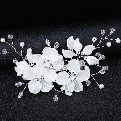 Elegant Bridal Pearl Hairpins Gold Metal Flower Hair Accessories for Women and Girls