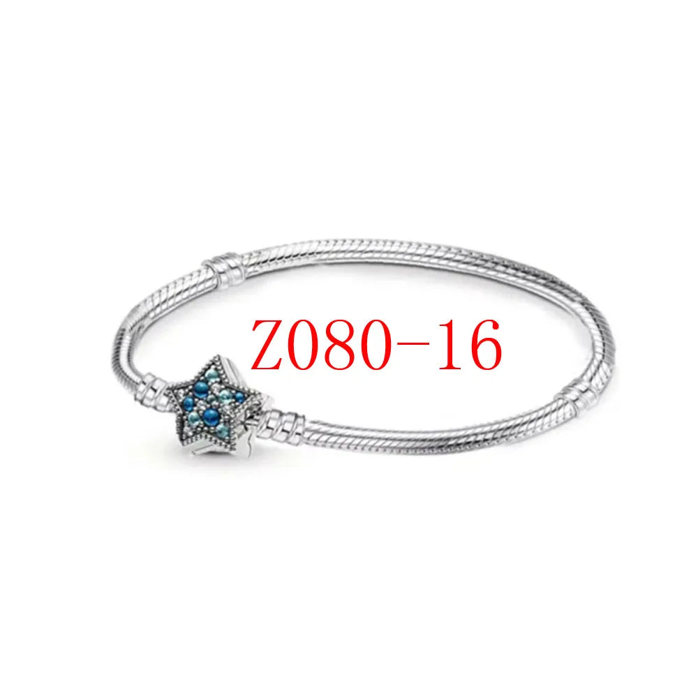 Family Charm Pendant Pink Flower Heart Clover Dangle Bead for 925 Silver Bracelets Z080-16
