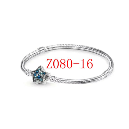 Family Charm Pendant Pink Flower Heart Clover Dangle Bead for 925 Silver Bracelets Z080-16