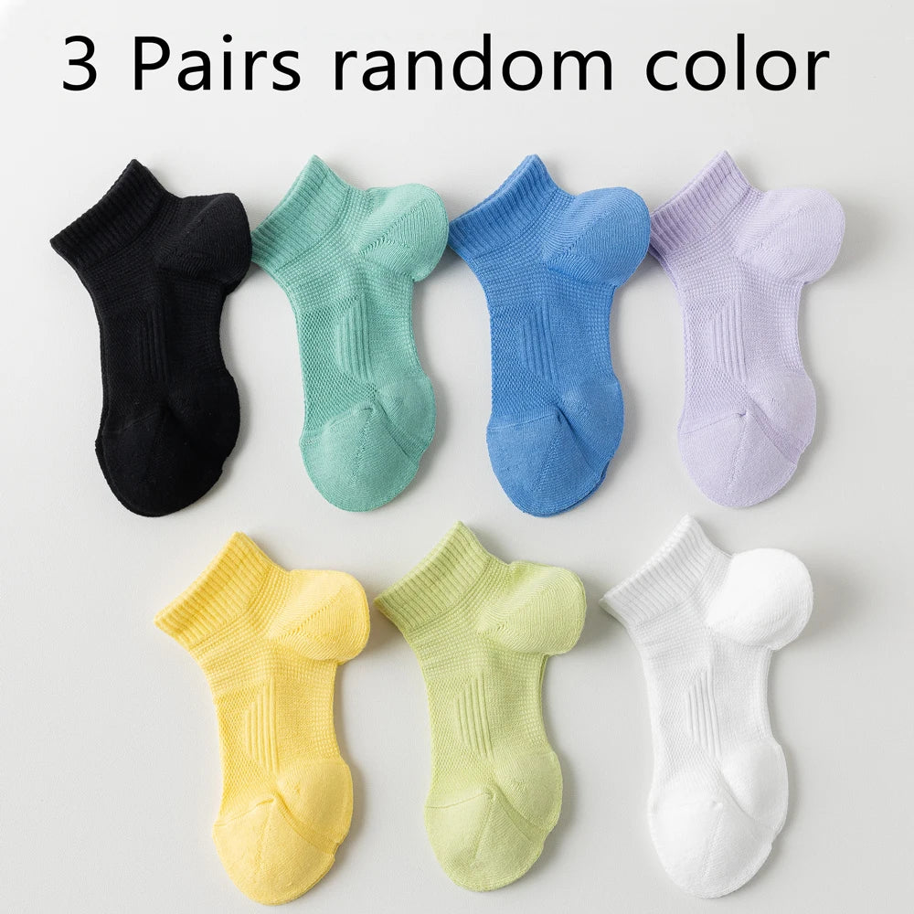 3 Pairs Dopamine Color Womens Breathable Running Socks