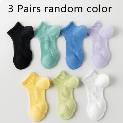 3 Pairs Dopamine Color Womens Breathable Running Socks