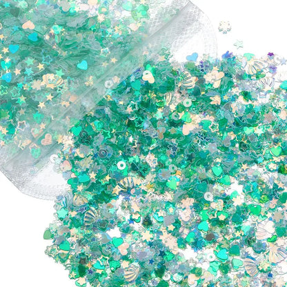 20 Gram 3 to 6 Millimeter Mixed Glitter Sequins Epoxy Resin Filler Material green