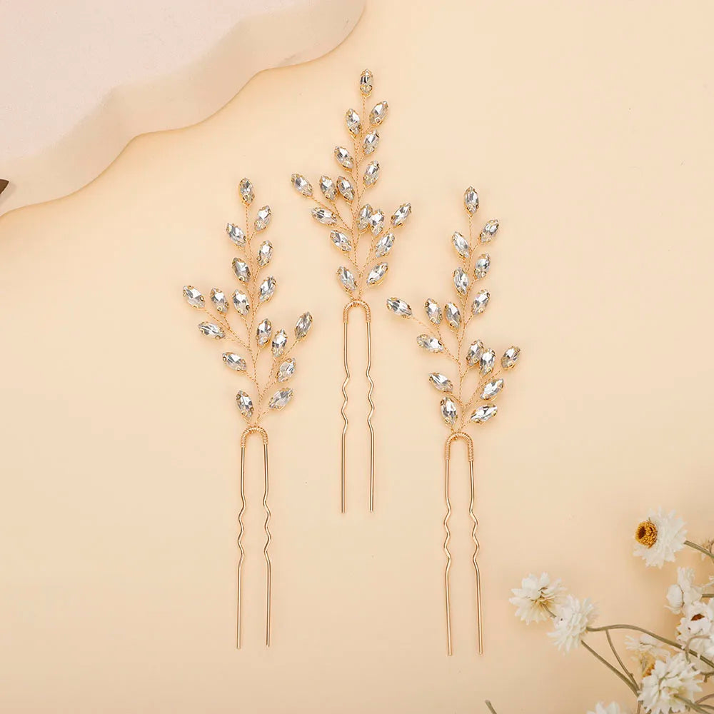 Elegant Rhinestone Bridal Hairpins with 7 Colors Flower Design for Weddings and Parties