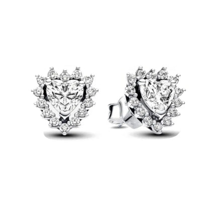 European 925 Silver Blue Snowflake Moon And Heart Zircon Stud Earrings For Women Holiday Exquisite Charm Jewelry