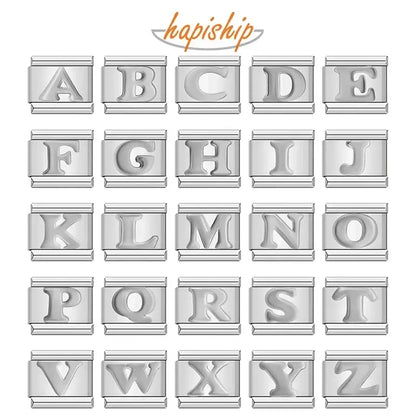 Hapiship 2024 Women Girls A-Z Charm Links Bracelet DIY Personalized Jewelry