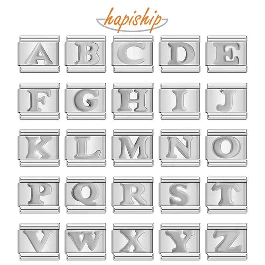 Hapiship 2024 Women Girls A-Z Charm Links Bracelet DIY Personalized Jewelry