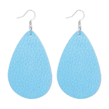 Elegant Faux Leather Teardrop Earrings for Women Lightweight Dangle Fashion Jewelry