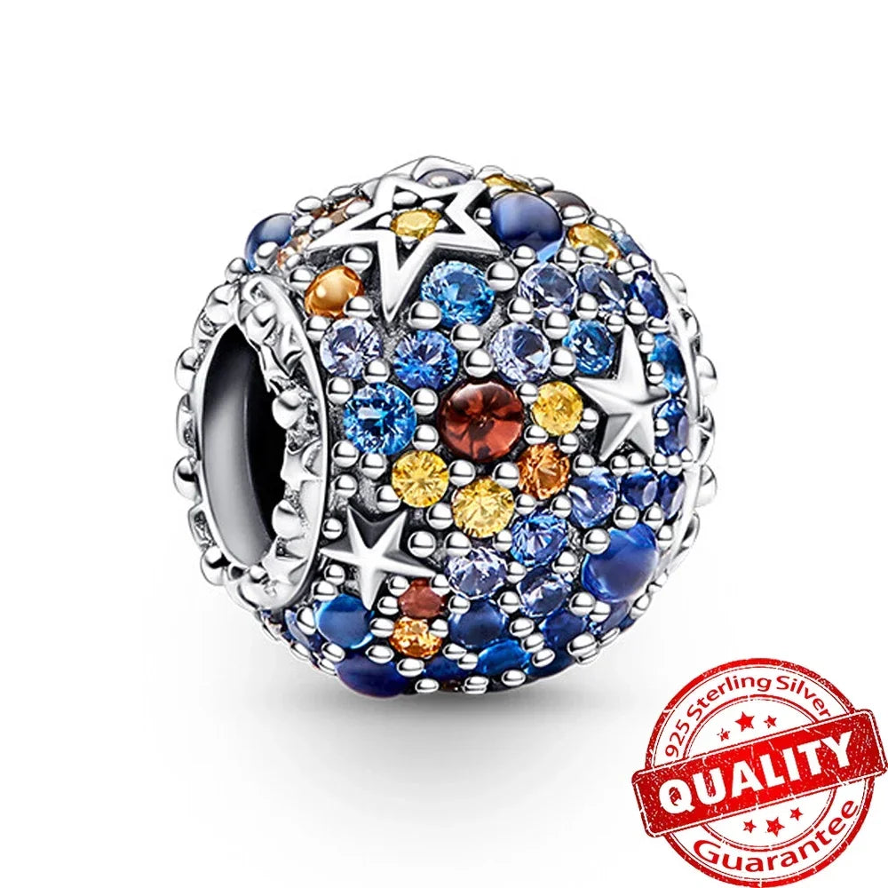 925 Sterling Silver Colorful Sun Moon Stars Dangle Charm for Women DIY Jewelry Pendant Bracelets Necklace