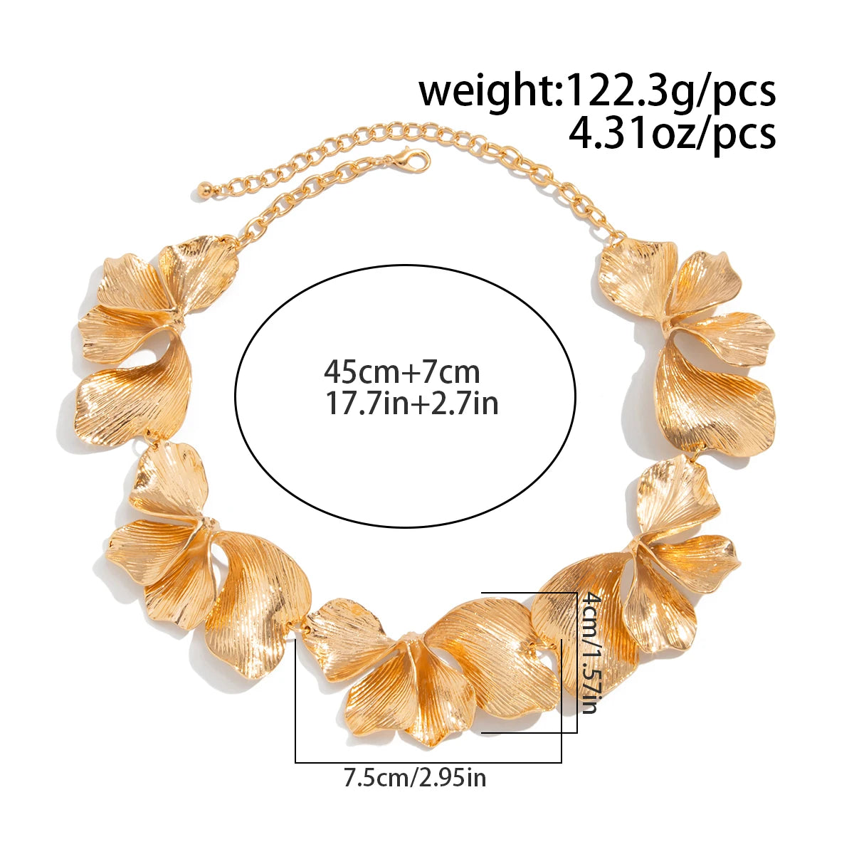 Ingemark Punk Irregular Petals Flower Chain Necklace Gold Color Metal Choker Steampunk Jewelry for Women