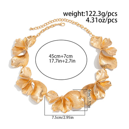 Ingemark Punk Irregular Petals Flower Chain Necklace Gold Color Metal Choker Steampunk Jewelry for Women