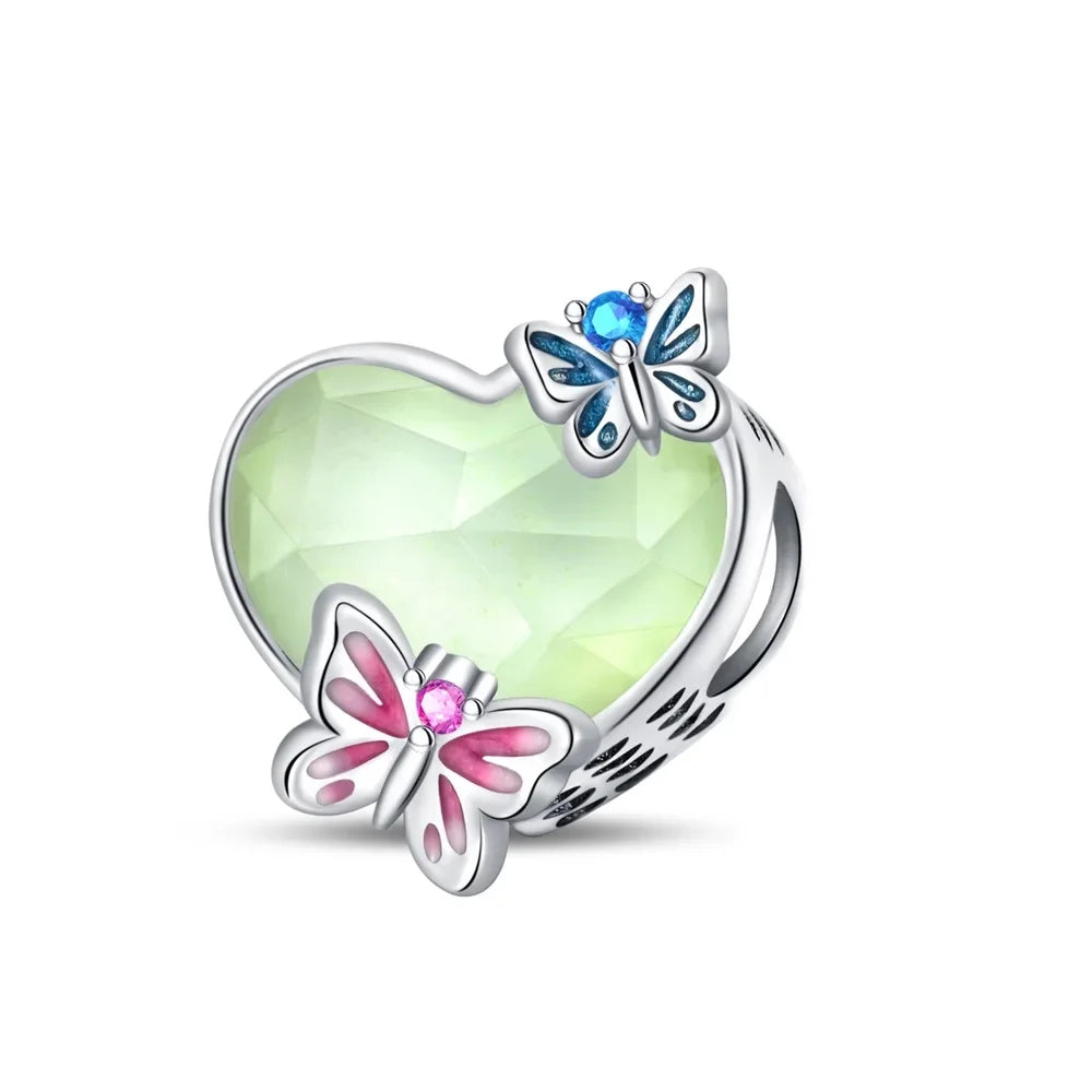 Green Monstera Leaf Charm 925 Sterling Silver Dangle Bracelet Jewelry for Women BFC373