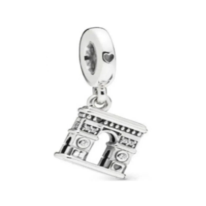 Exquisite 925 Silver Heart-Shaped Beads with Crystal Ball Pendant for DIY European Bracelets