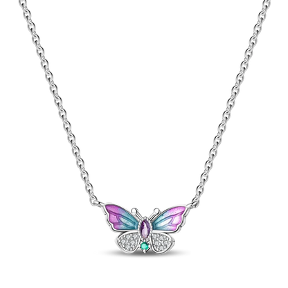 925 Sterling Silver Heart Butterfly Pendant Adjustable Sparkle Necklace for Women Elegant DIY Gift Jewelry