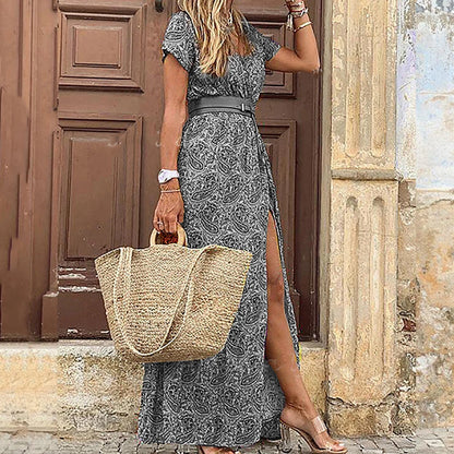 Long Dress for Women 2025 Summer Beach Bohemian Maxi Dress F